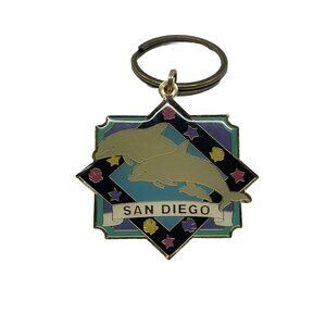 VTG 1990’s San Diego Dolphin Keychain Bright Vibrant Retro 90’s Colors Sea World